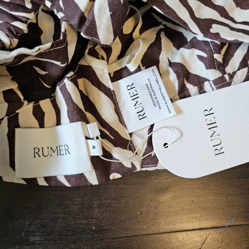 RUMER Cyrus Crop Top Zebra Print Linen Bustier Bra Top Size M NWT - Picture 6 of 9